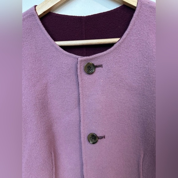 TALBOTS Reversible doublefaced coat purple/lilac pea overcoat Jacket Sz L - Picture 8 of 10